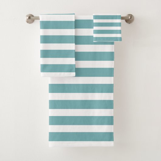 Serviettes de bain Turquoise et Blanc modernes (En situation)