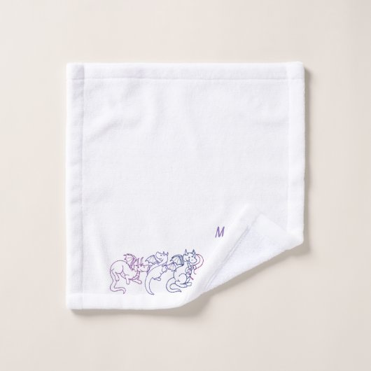 Serviettes de bain violet rose Dragons Ensemble pe (Gant de toilette)