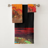 Serviettes de bains Abstraites "Orange Burst" Noir (En situation)
