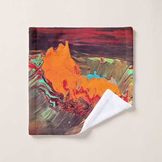 Serviettes de bains Abstraites "Orange Burst" Noir (Gant de toilette)