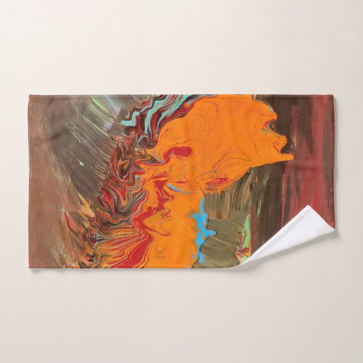 Serviettes de bains Abstraites "Orange Burst" Noir (Serviette à main)