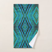 Serviettes de bains en plumes bleues et vertes (Serviette à main)
