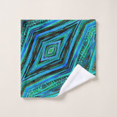 Serviettes de bains en plumes bleues et vertes (Gant de toilette)