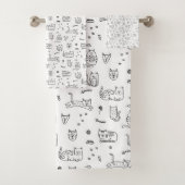 Serviettes de bains Kitty Cat Doodles (En situation)