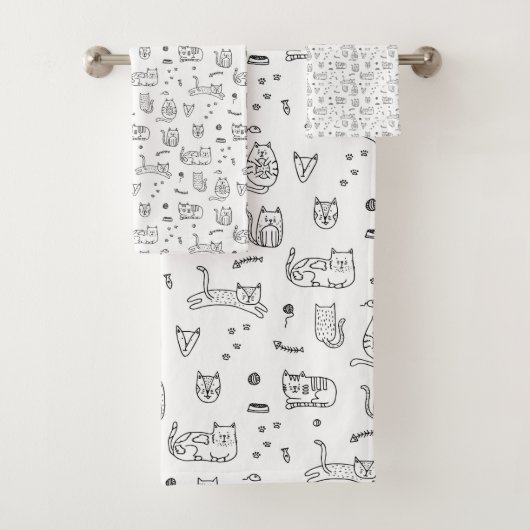 Serviettes de bains Kitty Cat Doodles (En situation)
