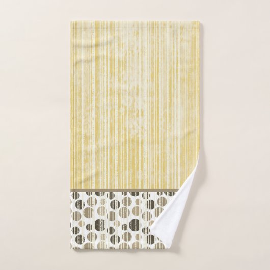 Serviettes de bains modernes Pois jaunes et beiges (Serviette à main)
