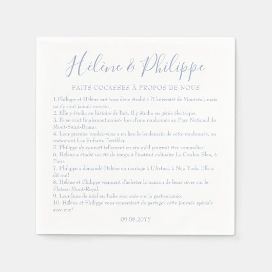 Serviettes de Cocktail de Mariage Bleu Poussiéreux Servet (Voorkant)