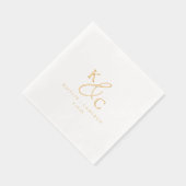Serviettes de cocktail de mariage en or à monogram (Droite)