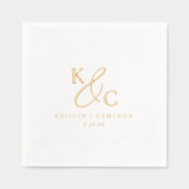 Serviettes de cocktail de mariage en or à monogram (Recto)