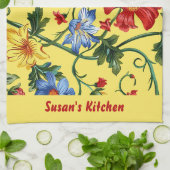 Serviettes de cuisine à fleurs jaunes (Plié)