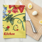 Serviettes de cuisine à fleurs jaunes (Quart Plié)