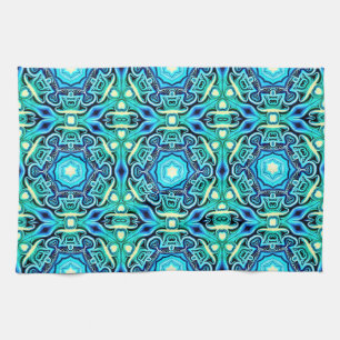 Serviettes de cuisine à motif bleu vert
