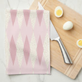 Serviettes de cuisine à motifs de losanges roses (Quart Plié)