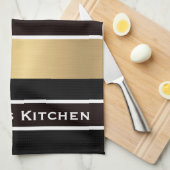 Serviettes de cuisine à rayures d'or noir Serviett (Quart Plié)
