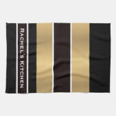 Serviettes de cuisine à rayures d'or noir Serviett (Horizontal)