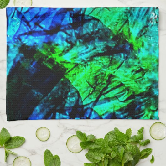 Serviettes de cuisine abstraites bleu doux, textur (Plié)