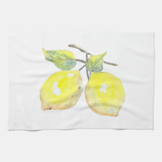 Serviettes de cuisine avec les citrons jaunes