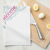 Serviettes de cuisine bienvenues de coeur (Quart Plié)