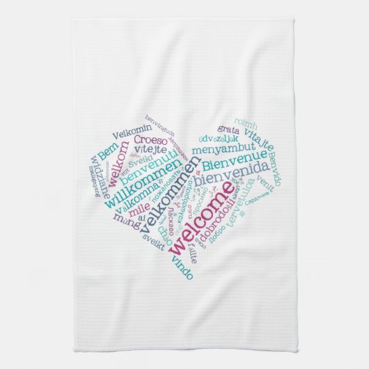 Serviettes de cuisine bienvenues de coeur (Vertical)