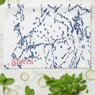 Serviettes de cuisine bleu Abstraites inspirées de