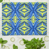 Serviettes de cuisine bleu et jaune (Plié)