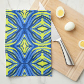 Serviettes de cuisine bleu et jaune (Quart Plié)