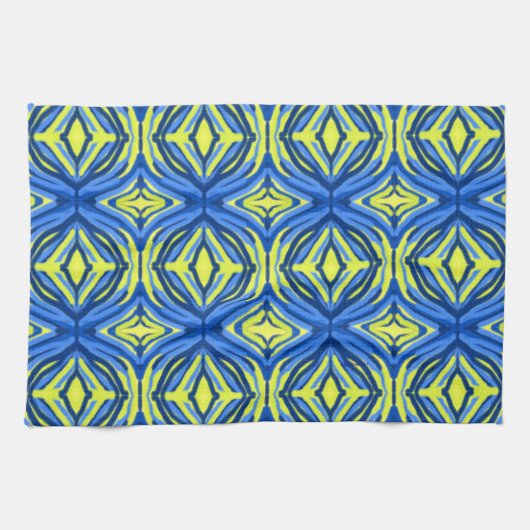 Serviettes de cuisine bleu et jaune (Horizontal)