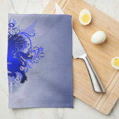 Serviettes de cuisine bleues de licorne (Quart Plié)