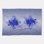 Serviettes de cuisine bleues de licorne (Horizontal)