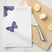 serviettes de cuisine bleues de papillon (Quart Plié)