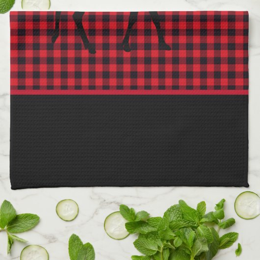 Serviettes de cuisine-Buffalo Plaid Deer (Plié)