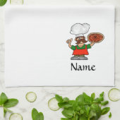 Serviettes de cuisine d'amusement de pizza à (Plié)