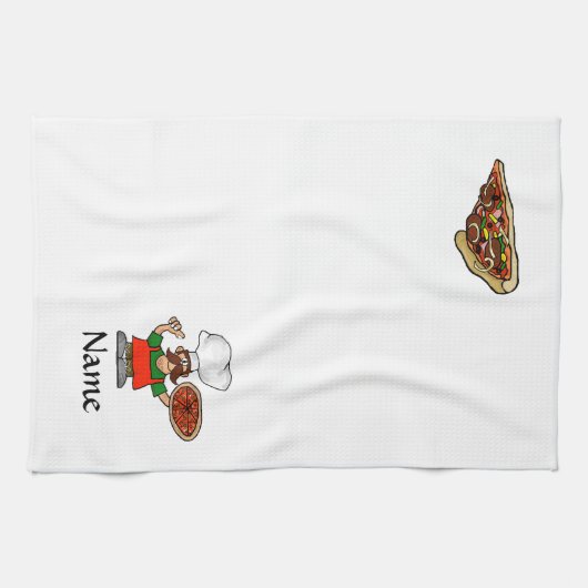 Serviettes de cuisine d'amusement de pizza à (Horizontal)