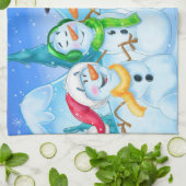 Serviettes de cuisine de bonhommes de neige (Plié)