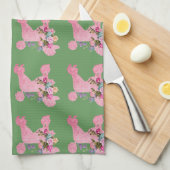 Serviettes de cuisine de caniche rose (Quart Plié)