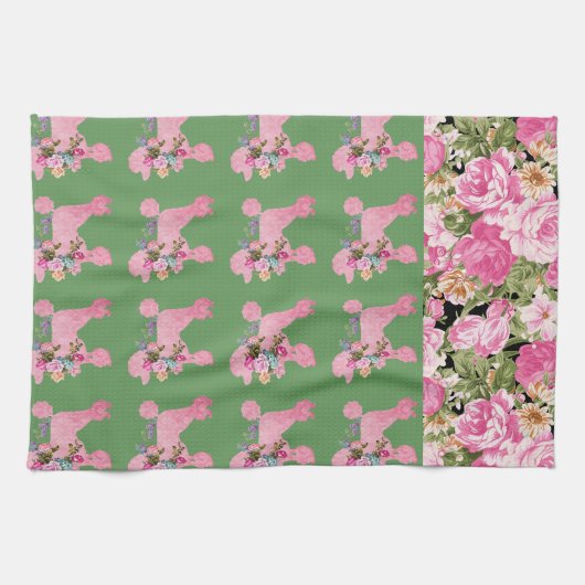 Serviettes de cuisine de caniche rose (Horizontal)