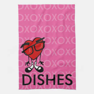 SERVIETTES DE CUISINE DE COEUR HIPSTER JOUR VALENT