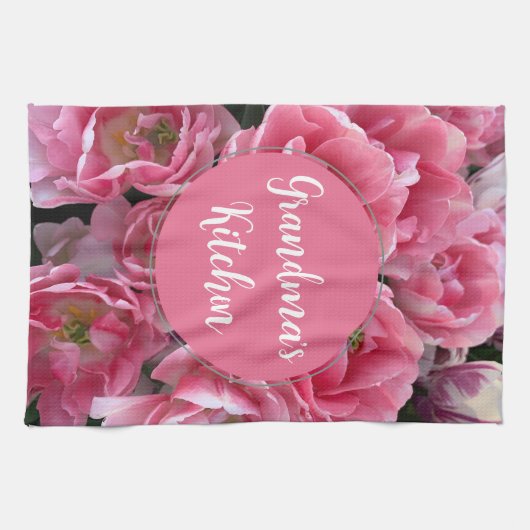 Serviettes de cuisine de grand-mère rose vif (Horizontal)