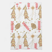Serviettes de cuisine de Noël Arbres d'or (Vertical)
