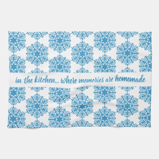 Serviettes de cuisine de Noël bleu glace (Horizontal)