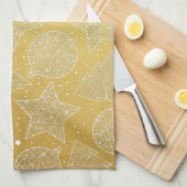 Serviettes de cuisine de Noël en or et blanc (Quart Plié)