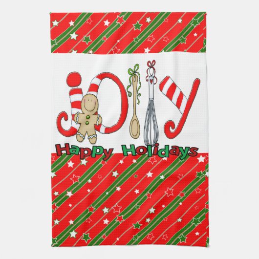 Serviettes de cuisine de Noël Joyeuses Fêtes (Vertical)