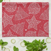 Serviettes de cuisine de Noël rouge et blanc (Plié)