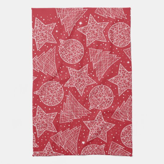 Serviettes de cuisine de Noël rouge et blanc (Vertical)