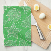 Serviettes de cuisine de Noël vertes et blanches (Quart Plié)