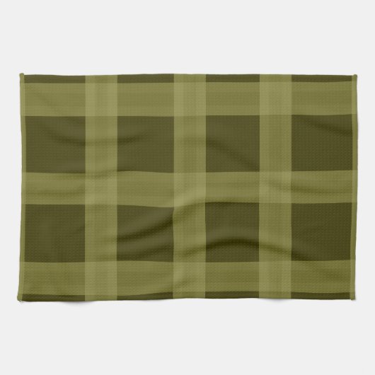 Serviettes de cuisine de plaid de vert olive (Horizontal)