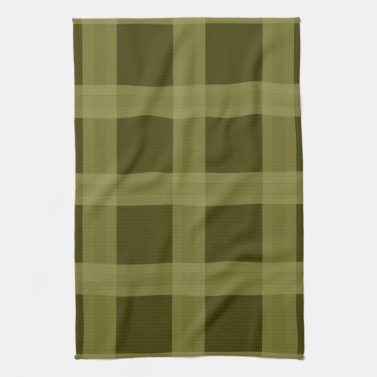 Serviettes de cuisine de plaid de vert olive (Vertical)