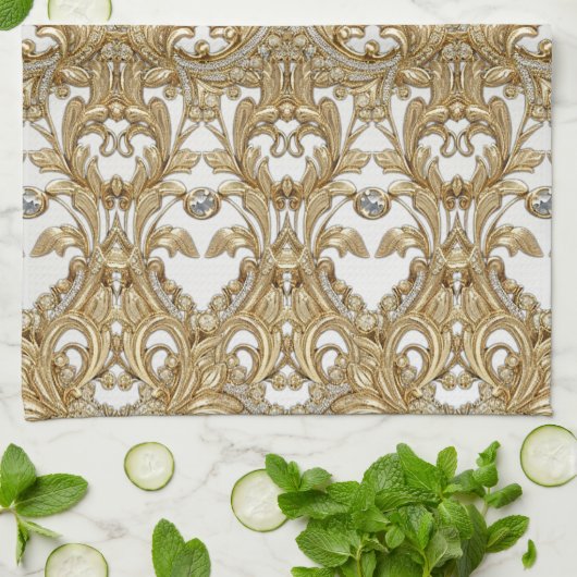 Serviettes de cuisine décoratives en or (Plié)