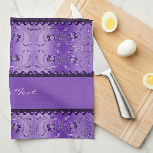Serviettes de cuisine décoratives violettes (Quart Plié)