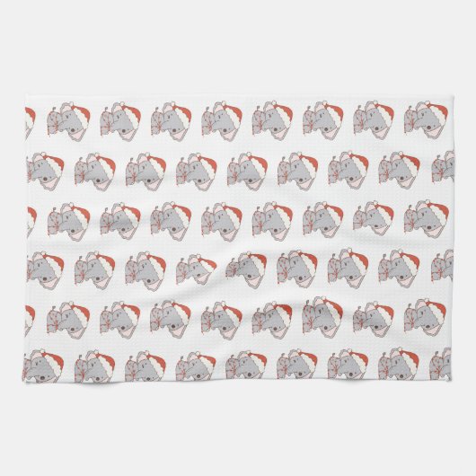 Serviettes de cuisine éléphant de Noël (Horizontal)